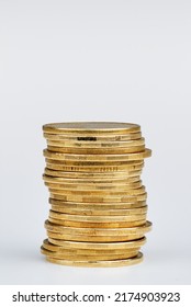 Stack of coins isolated on white