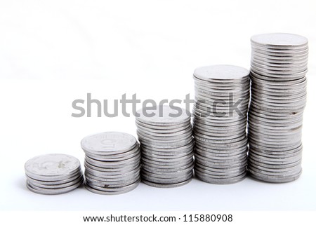 stack of coins isolated on a white background