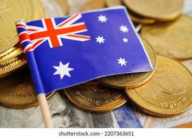 Stack Of Coins Money With Australia Flag, Finance Banking Concept