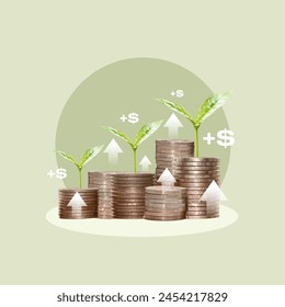Stack of coins, silver, graph, passive income, growth, stocks, business, financial investment, financial freedom, Savings, Investment, Finance, Wealth, Growth, Turnover, Delivery receipt, Loan, Retire