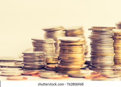 Stack of coins stock financial indices on currency exchange. Financial stock market in accounting market economy analysis. Digital stock exchange trade cost background. Economy financial cost concept;