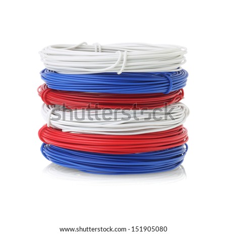 Stack Of Color Wire Coils On White Background