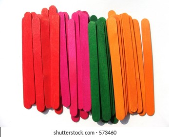 Stack Of Colored Popsicle Or Craft Sticks