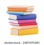 Stack of colorful books isolated on white