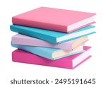 Stack of colorful books isolated on white