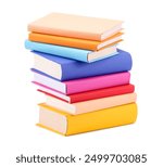 Stack of colorful books isolated on white