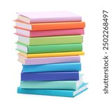 Stack of colorful books isolated on white