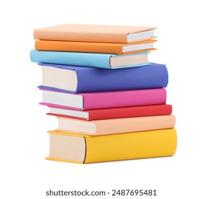 Stack of colorful books isolated on white - Powered by Shutterstock