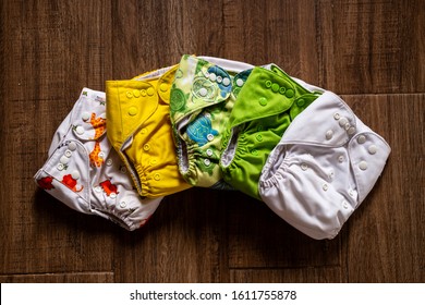 Stack Of Colorful Cloth Diapers 