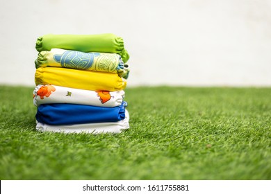 Stack Of Colorful Cloth Diapers 