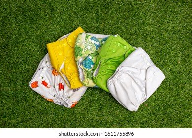 Stack Of Colorful Cloth Diapers 