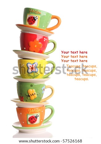 Stack of colorful teacups.