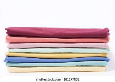 Stack of colorful t-shirt