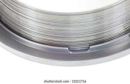 stack compact disc on white background