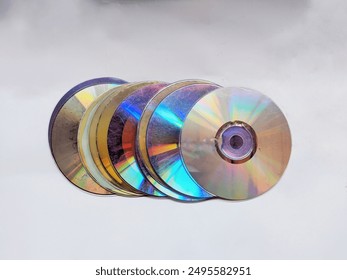 Stack of computer disks isolated on white background