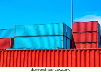 Stack of containers box, Cargo freight ship for import export lo