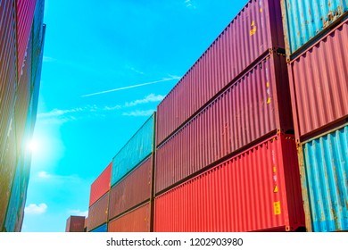Stack of containers box, Cargo freight ship for import export lo