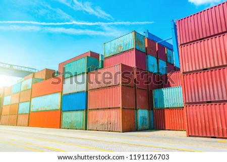 Stack of containers box, Cargo freight ship for import export lo
