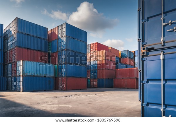 Stack of Containers Cargo Ship
Import/Export in Harbor Port, Cargo Freight Shipping of Container
Logistics Industry. Nautical Transport Distribution Yard, Business
Commercial Dock and Transportation.
