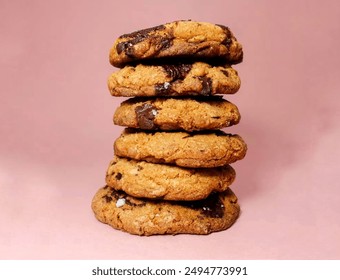 Stack the cookies with chocolate chips sprinkled on top