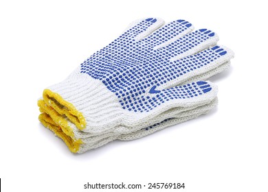 Stack Of Cotton Gloves On White Background