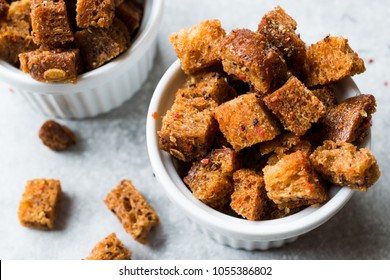 Stack Of Crispy Rye Crouton Bread Biscuits