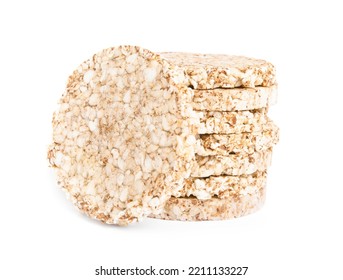 Stack Of Crunchy Buckwheat Cakes On White Background