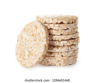 Stack Of Crunchy Rice Cakes On White Background