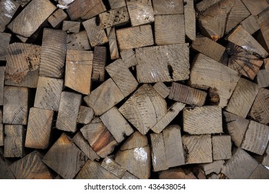 Stack of cut trees, Square Pile of wood logs