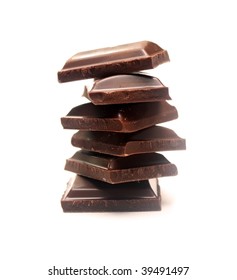 Stack Of Dark Chocolate Pieces