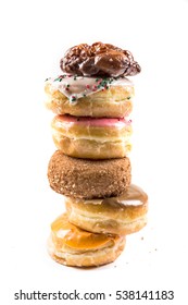A stack of delicious donuts isolated on a white background