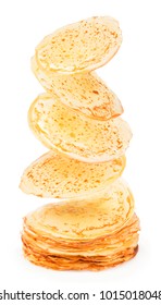 Stack Of Delicious Pancakes Isolated On White