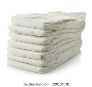 Stack Of Diapers Isolated On White Background