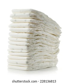 Stack Of Diapers Isolated On White Background