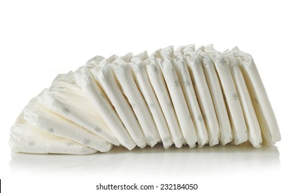 Stack Of Diapers Isolated On White Background