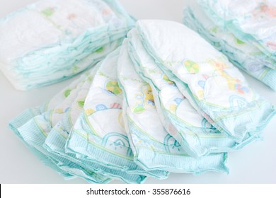 Stack Of Diapers Isolated On White Background