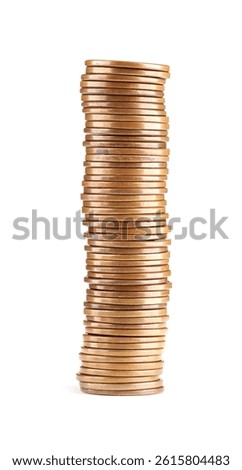 Stack of different coins isolated on white