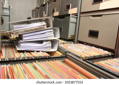 Stack Document file pace on Cabinet in office.