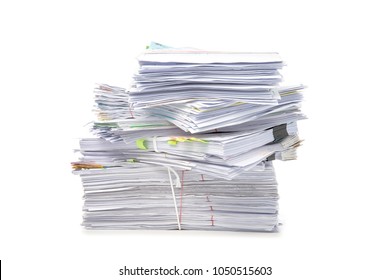 Stack of Documents isolated on white background. Documents pile. - Shutterstock ID 1050515603