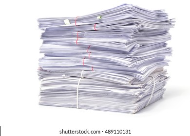 Stack of Documents isolated on white background - Shutterstock ID 489110131