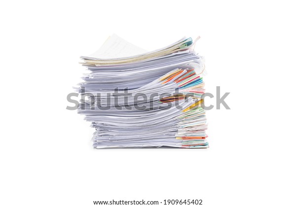 Stack Documents Isolated On White Background Stock Photo 1909645402 ...