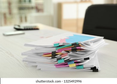 Close Pile Unfinished Paperwork On Office Stock Photo 1115164196 ...