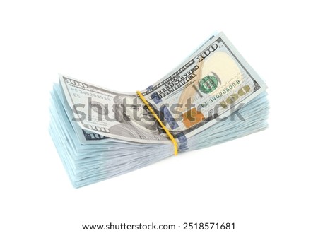Stack of dollar banknotes isolated on white