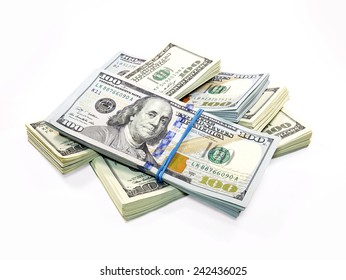 Stack of Dollar Bills isolated on white background - Shutterstock ID 242436025