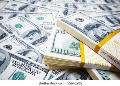 Stack of dollars on money background - Shutterstock ID 55648285