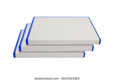 stack of DVD case on white background