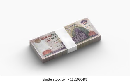 Stack of Egyptian Banknotes of 200 Bills on white background - Shutterstock ID 1651080496