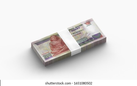 Stack of Egyptian Banknotes of 200 Bills on white background - Shutterstock ID 1651080502