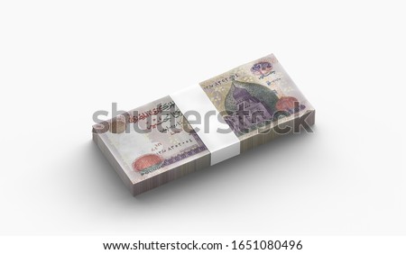 Stack of Egyptian Banknotes of 200 Bills on white background