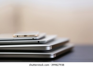 Stack Electronic Devices On Dark Desk Stock Photo 399827938 | Shutterstock